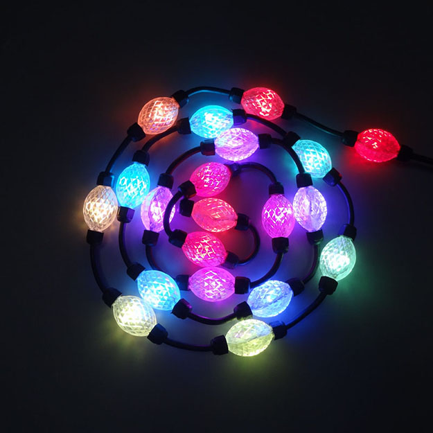 Ellipse shape 3D effects WS2811 6LEDs 3535SMD 360 degree 50mm programmable rgb color led pixel ball 