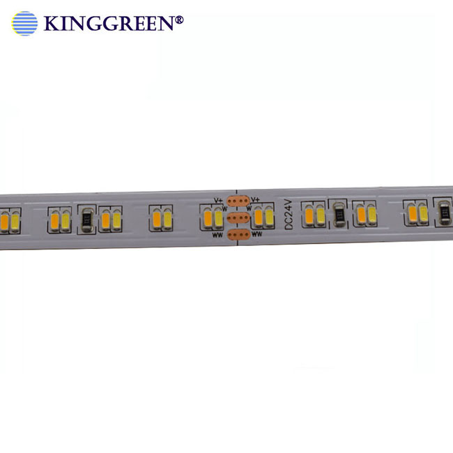 SMD 3014 W/WW dual white color temperature adjustable CCT 24V double color LED flexible strip 224leds/m tape light